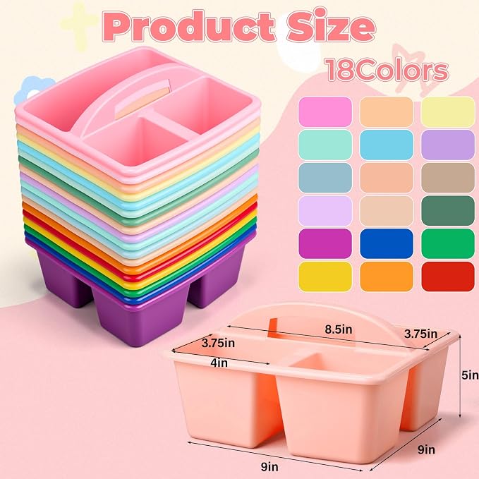 Kathfly 18 Pack Classroom Caddy Organizer with Handle, Plastic Art Craft Cleaning Caddy Bulk, Small Multipurpose Supply Organization Storage Basket for Table Desk Office Pencil Teacher (Mixed Color 2) - Image 4
