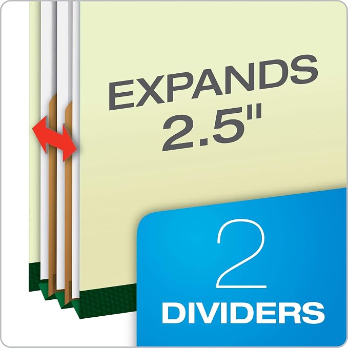 Pendaflex Classification Folders – 2 Dividers, Light Green, Letter, 10/BX (17173) (Pack of 5) - Image 2
