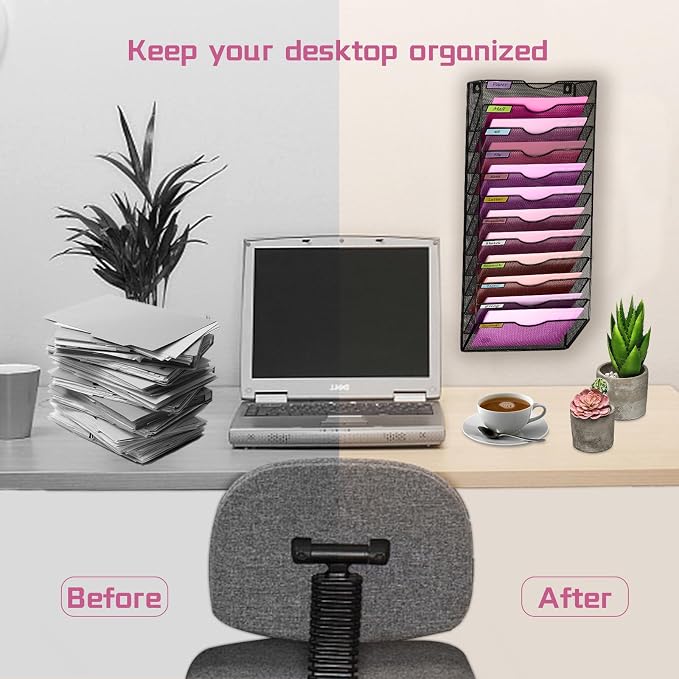 Wall Mounted File Organiser A8 Mesh in Hanging Wall File Holder Mail Organiser - Image 9