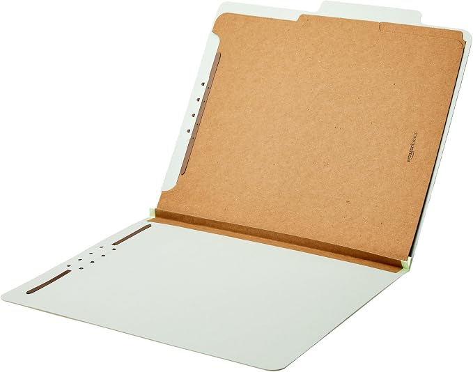 Amazon Basics Sturdy Pressboard Classification File Folders with Fasteners, Dividers, 2" Expansion for Documents Organization, 11.97 x 10.55 inch, Green, 20-Pack - Image 6