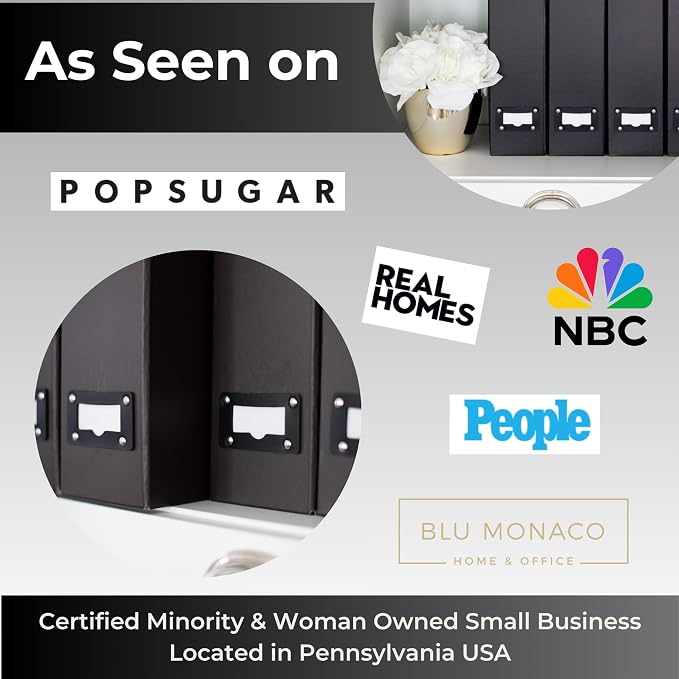 BLU MONACO Foldable Black Magazine File Holder | Set of 6 Cardboard Desk Organizer Boxes | Vertical Magazine File Holder | Standing File Holder | Office Classroom or Home - Image 9
