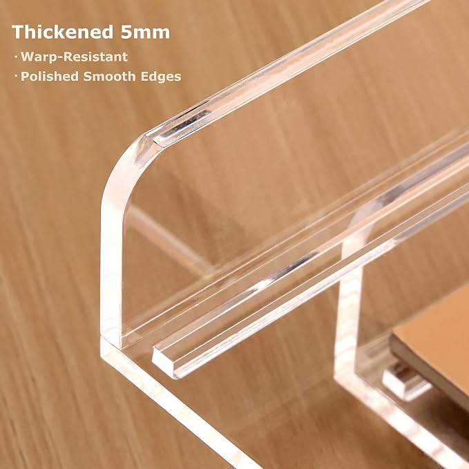 Acrylic Desk Organizer, Stackable Paper Organizer Letter Tray 4-Tier Clear | Enlarged File Organizer for Documents, Files, Letters, A4 Paper, Books, Notes, Mail & Paper Storage, Office Classroom Home - Image 3