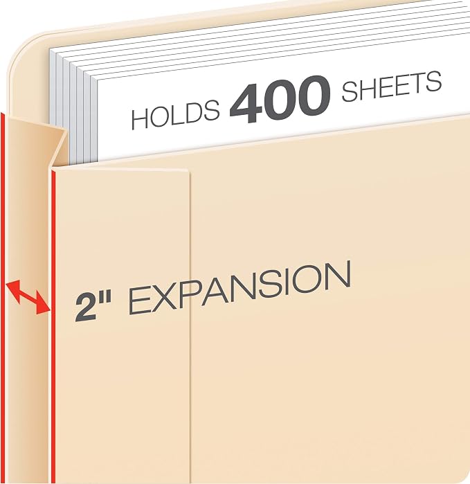Pendaflex File Jackets, Legal Size, Manila, 2" Expansion, Reinforced Straight-Cut Tabs with Thumb Cut, 50 Per Box (23200EE), Beige, (Pack of 4) - Image 2