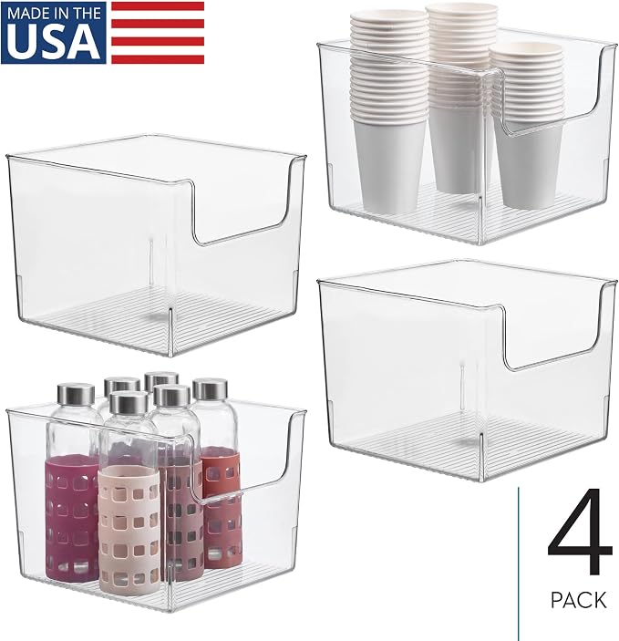 iDesign Open-Front Storage Bin, Set of 4, Clear | For Kitchen, Pantry, Bathroom, Office, Made in USA - Image 2