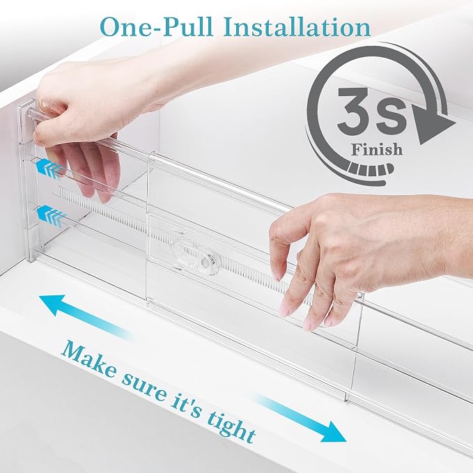 Vtopmart 6" Tall Upgrade Drawer Dividers, 12.8"-22.3" Expandable, 10 Pack | Deep Drawer Organizer, Big Drawer Separator, Clear plastic Adjustable Storage Divider for Dresser, Baby Supplies, Kitchenware - Image 6