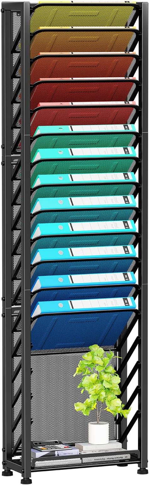 Simple Trending Wall File Organizer, 18-Tier Mesh Hanging Paper Document Folder Holder, Desktop Metal Files Storage Rack for Office and Home, Black by SimpleTrending