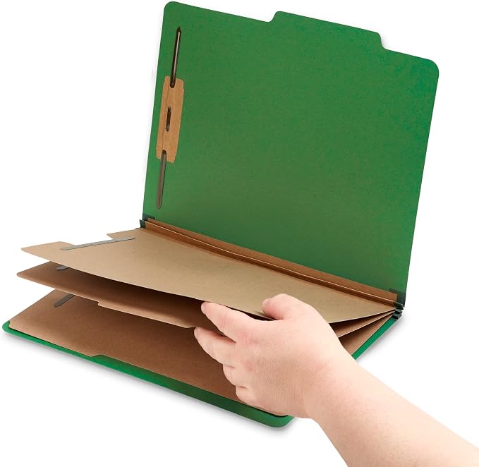 Blue Summit Supplies 10 Green Classification Folders, 3 Divider, Letter | Heavy duty 25pt green pressboard, 3 dividers, 2 in expansion, 2 prong, medical records and client files - Image 6