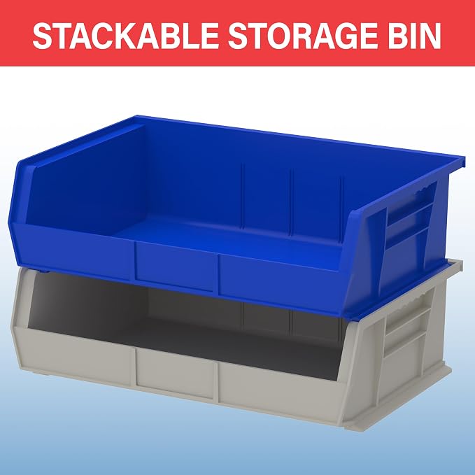 Akro-Mils 30255 AkroBins Plastic Storage Bins, 11"x16"x5", Green, 6-Pack | Space-Saving Stackable Bins for Garage, Pantry, Craft Organization - Image 4