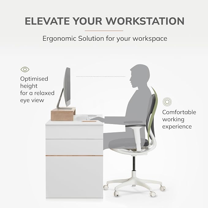 Anji Mountain Wooden Monitor Stand - Elegant Monitor Riser, Perfect Monitor Stand for Desk Organization, Durable Wood Construction monitor stands, Enhances Ergonomics and Workspace Efficiency,Biscotti - Image 4