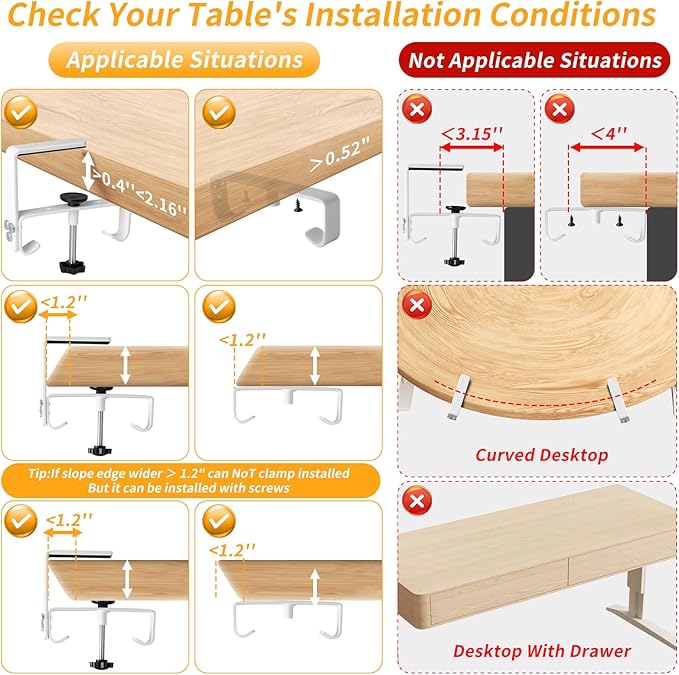 Under Desk Cable Management Tray No Drill, 28Inch Cable Management,White | Clamp and Screw Mount Cable Management Tray, Extra Large Capacity Desk Cable Management, Fabric Wire Management for Office - Image 7