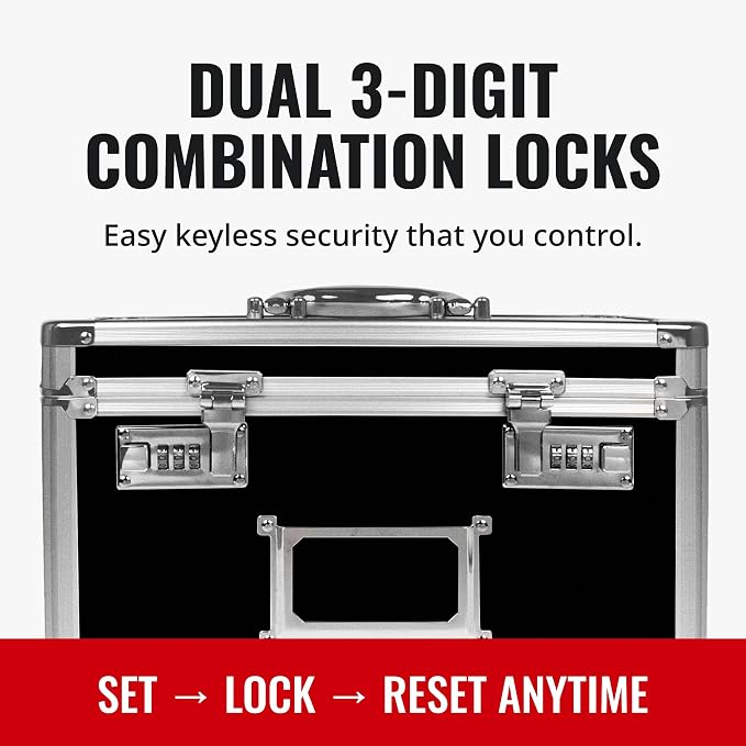 Vaultz File Organizer Storage Box, Letter Size, 14 x 7 x 12.19 In, Black | Locking storage tote with dual combination locks, keeps office documents secure and organized for filing needs - Image 6