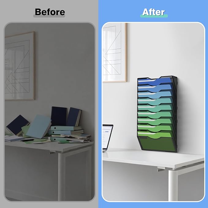 Kuntine.B Wall File Organizer Office Hanging Magazine Holder Wall File Organizer for Office Home - Image 5