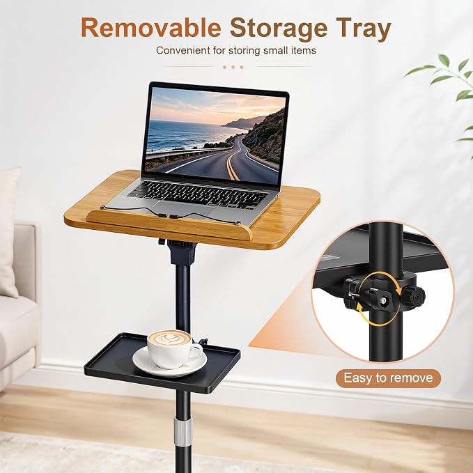2-in-1 Floor & Desktop Music Book Stand, Adjustable Height 19.7-51.2 in | Dual-use Detachable Reading Stand, Features Storage Tray and Page Clips for Sheet Music, Laptops & Cookbooks - Image 5