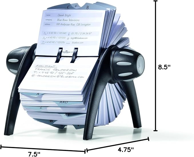 Durable Telindex Rotary Address Card Holder - Includes 500 Double-Sided Card Pockets - Includes A-Z Index - Made from Black Plastic - Image 8