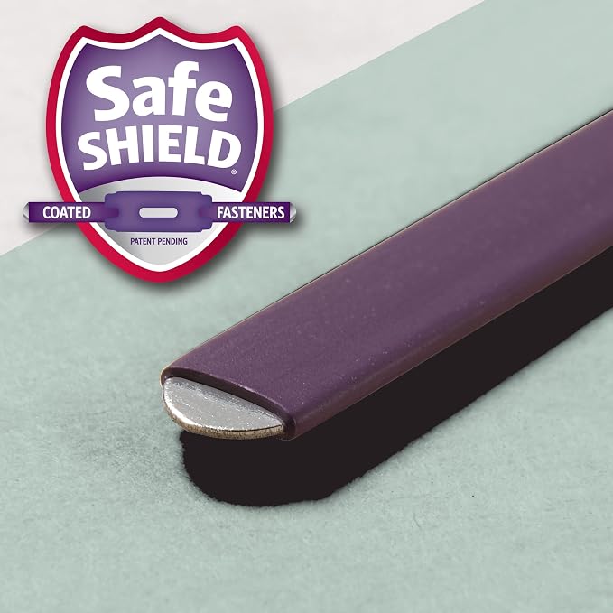 Smead Pressboard Fastener File Folder with SafeSHIELD Fasteners, 2 Fasteners, 1/3-Cut Tab, 1" Expansion, Legal Size, Gray/Green, 25 per Box (19931) - Image 4