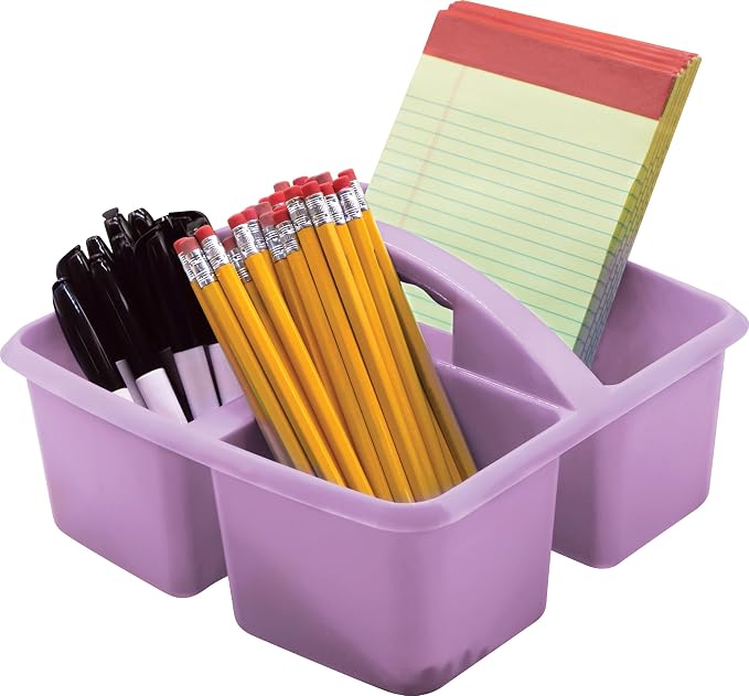 Teacher Created Resources Lavender Portable Plastic Storage Caddy 6-Pack for Classrooms, Kids Room, and Office Organization, 3 Compartments (TCR2088745) - Image 2