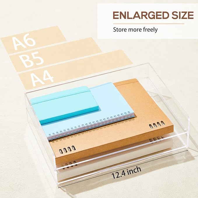 Harloon 4 Tier Paper Organizer Letter Tray Acrylic Desk File Organizer Heavy Duty Stackable Documents Clear Letter Paper Holder Sorter Office Tray for A4, Office Classroom Home File Pad Notebooks - Image 4