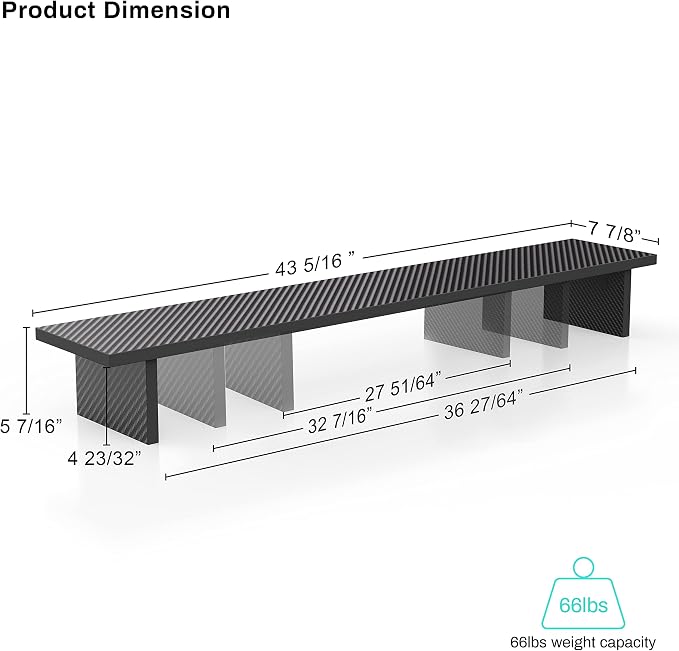 EUREKA ERGONOMIC Dual Monitor Stand Adjustable Carbon Fiber | dual monitor riser with carbon fiber surface and desktop organizer design, ideal for PC, computer, and laptop setups - Image 5