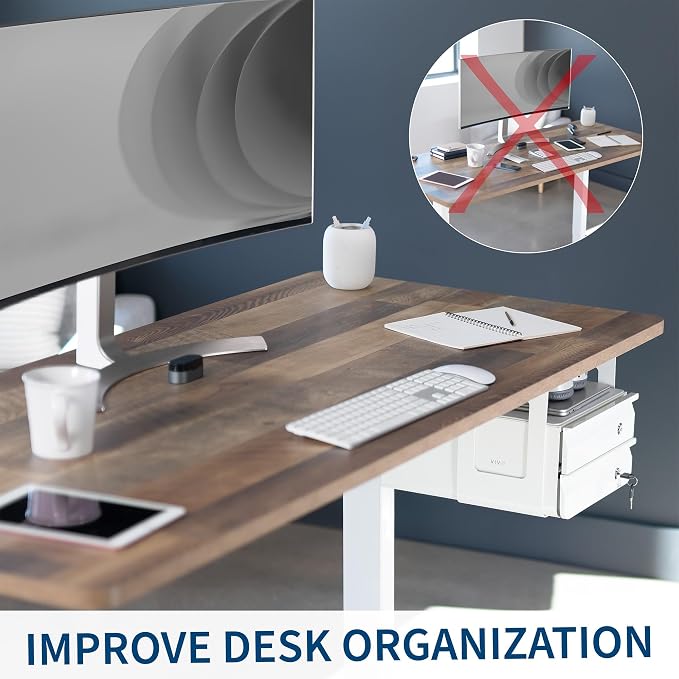 VIVO White 12 x 14 inch Under Desk Double Stacked Drawers, DESK-AC03L-2W | Sturdy Steel Design, Secure Dual Locking Drawers, Home Office Storage Organizer, Holds 11 lbs - Image 5