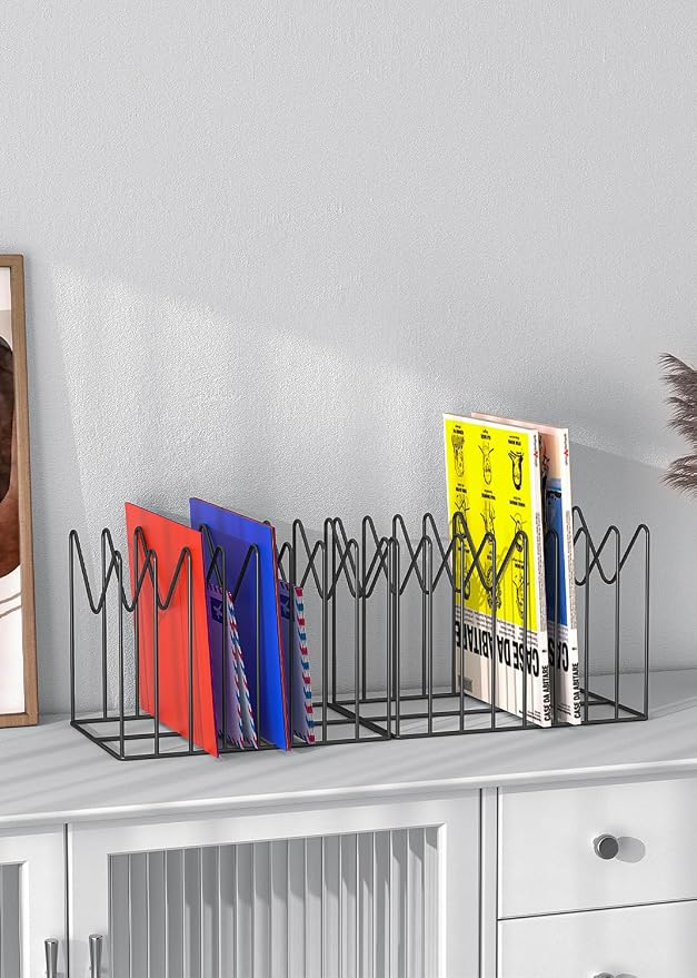 4 Sets File Organizer for Desk,File Sorter Organizer,File Folder Holder/Rack/Stand,Desktop Record/Clipboard Holder,8 Sections Storage,Anti-Scratch/Pilly/Rusty,Metal Stable Holder,Black - Image 3