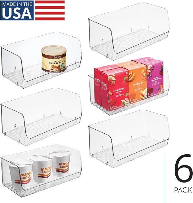 iDesign Stackable Open-Front Storage Bins, Set of 6, Clear | Kitchen and Pantry Organization - Image 2