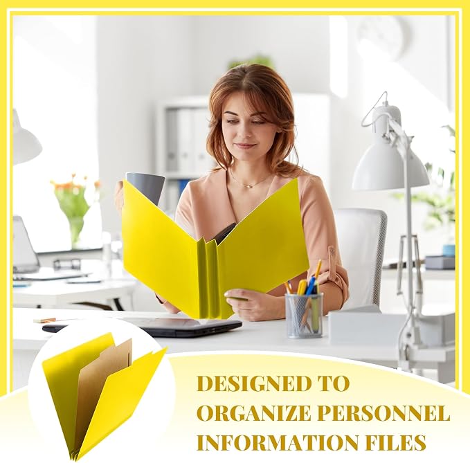 Skyygemm 36 Pcs Classification Folder Letter Size, 1 Divider,Yellow | Back to School Supplies, File Organizer with Fastener, Expanding File Organizer Bulk for Office Employee, Staff, Teacher - Image 5