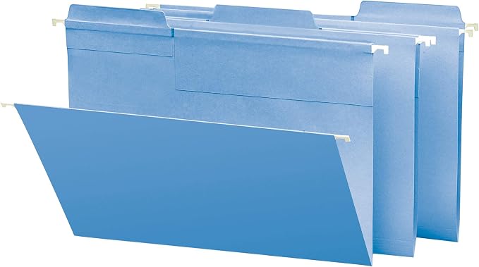 Smead FasTab Hanging File Folder, 1/3-Cut Built-in Tab, Letter Size, Blue, 20 per Box (64099) & FasTab Hanging File Folder, 1/3-Cut Built-in Tab, Letter Size, Moss, 20 per Box (64082) - Image 4