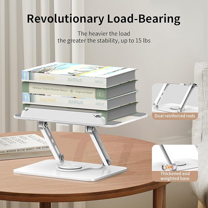 Adjustable Acrylic Book Stand for Reading in Bed, Book Holder Stand for Reading Hands Free, Cookbook Stand for Kitchen Counter, Reading Stand Book Holder for Couch, 360° Rotating & Page Clips - Image 5