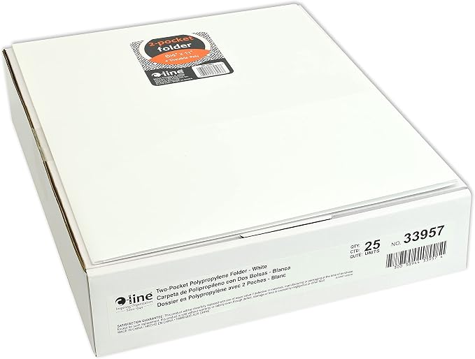 C-Line Two-Pocket Heavyweight Poly Portfolio, For Letter Size Papers, Includes Business Card Slot, 1 Case of 25 Portfolios, White (33957-25) - Image 2