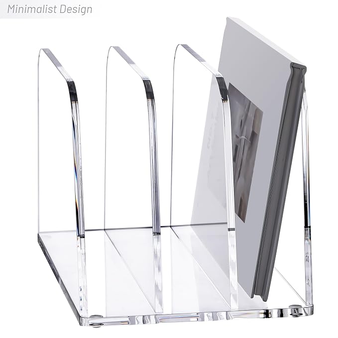 YUXUN Desk File Organizer,3-Section Vertical Clear Acrylic Desk Organizer File Holder Mail Sorter Office Organization for Office Home &Classroom（B5） - Image 7