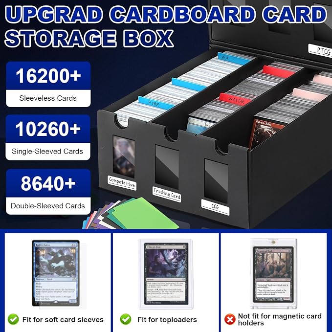 AOBOPLE Card Storage Box,18000+ Cardboard Card Boxes with 72 Card Dividers,Labels and Tape,Bulk Card Storage for MTG TCG PTCG Commander Display - Image 3