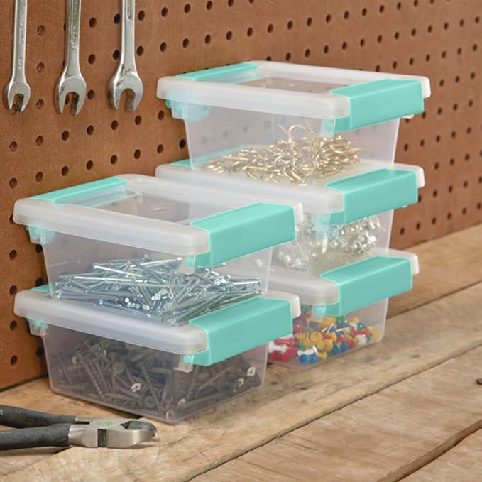 Sterilite Mini Clip Box, Clear Storage Bin with Latching Lid, 6 Pack | Storage Containers with Latching Lids for Writing, Arts or Crafts Supplies - Home, Office, Classroom & Workshop Organization - Image 6