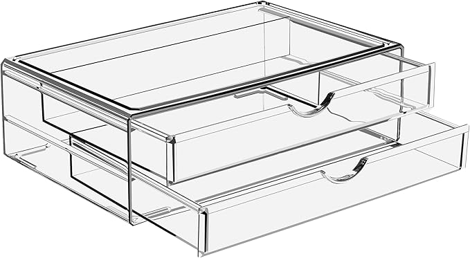 Sorbus Large Stackable Acrylic Drawers - 2 Clear Storage Drawers for Organizing Make up, Nail Polish, Hair Accessories, and Beauty Supplies - Makeup Organizer for Vanity, Bathroom Organizer Countertop by Sorbus