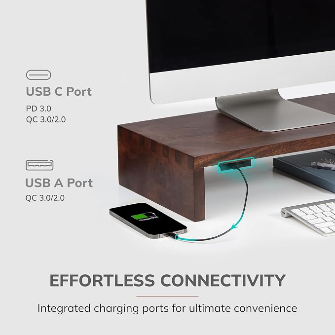Anji Mountain Wooden Monitor Stand - Elegant Monitor Riser, Perfect Monitor Stand for Desk Organization, Durable Wood Construction monitor stands, Enhances Ergonomics and Workspace Efficiency,Walnut - Image 3