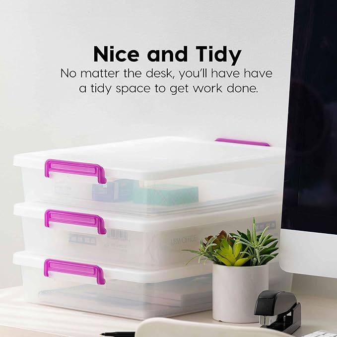 IRIS USA Storage Bins with Lids |Made in USA| 6 Qt - (6-Pack) - Clear | Plastic Containers for Crafts, Art, Office & Study Supplies / Secure Latch Buckles - Image 6