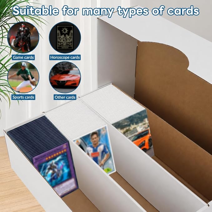 6 Pack Trading Card Storage Box, 2340 Count Card Storage Box White Sports Cards Storage Box Card Organizer Box Bulk Cardboard Card Storage Trading Card Box for Organizing Soccer Basketball Game Cards - Image 3