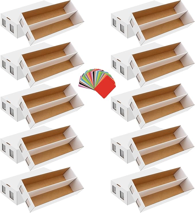 10 Pack Trading Card Storage Box, 16000+ Count Card Storage Box with 48 Card Dividers, Cardboard Card Storage Boxes Sports Card Cases Bulk Card Storage Box Trading Card Box for Basketball Sports Cards by HIMOMO
