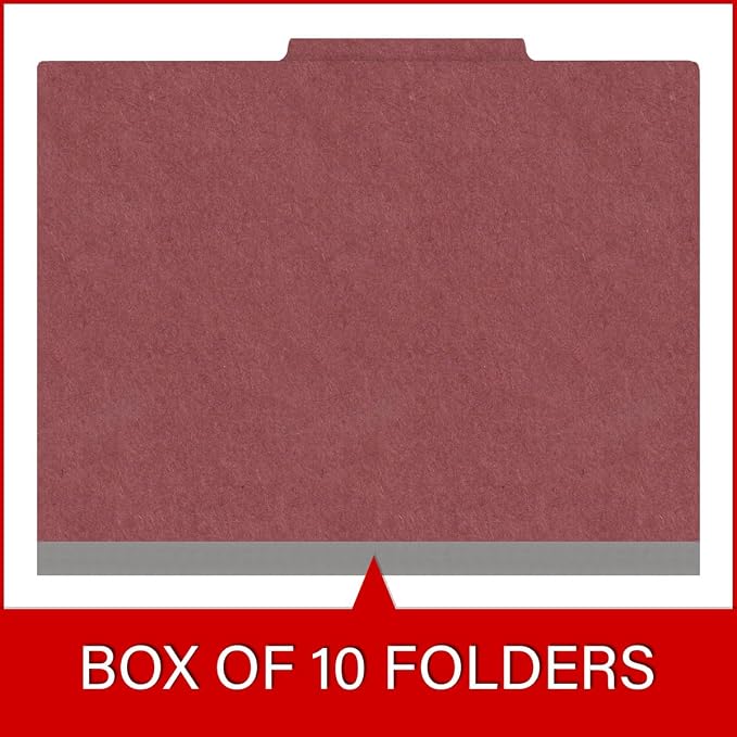 25 Pt. Pressboard Classification Folders, 2/5 Cut ROC Top Tab, Letter Size, 3 Dividers, Dark Red (Box of 10) - Image 6