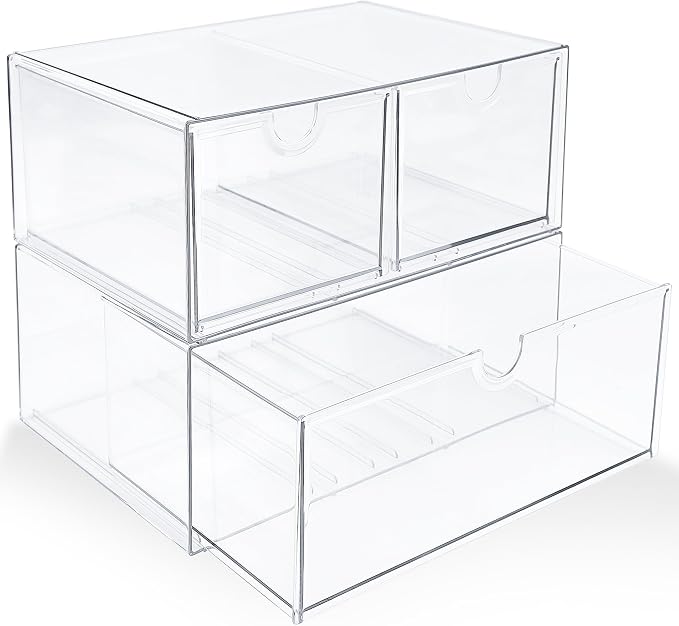 Prsildan Acrylic Drawer Makeup Organizer with 3 Drawers, Clear Stackable Storage for Baby Bottles, Craft, Jewelry & Hair Accessories, Multi-Use for Vanity, Countertop, Office Desk Organization - Image 8