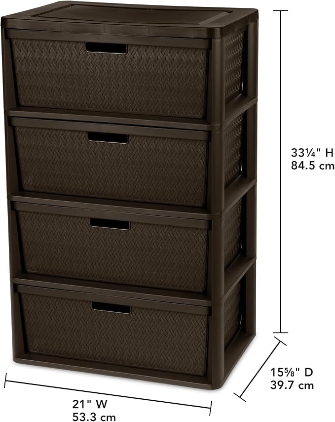 Brown Storage Drawer, A Wide Four-drawer Storage Tower, Assembled Without Tools, with Detachable Fabric Drawers and A Handle for Multi-functional Storage. Suitable for Living Rooms and Bedrooms - Image 3