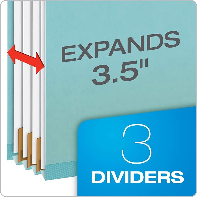 Pendaflex Classification Folders, Standard, 3 Dividers, Embedded Fasteners, 2/5 Cut Tab, Blue, Legal Size, 10/BX (29094) - Image 2