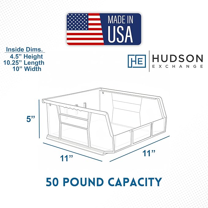 HE HUDSON EXCHANGE 11" x 11" x 5" (3 Pack) Plastic Stackable Storage Bin, Gray/Brown - Image 3