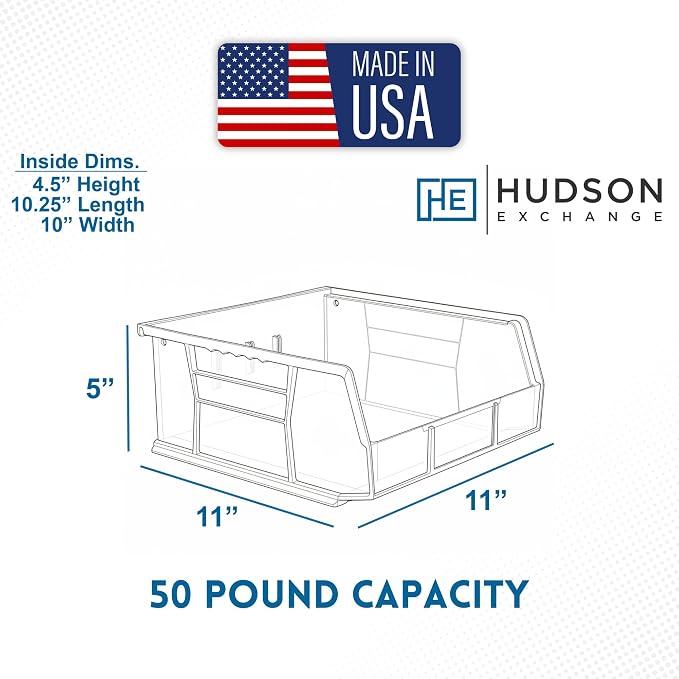 HE HUDSON EXCHANGE 11" x 11" x 5" (6 Pack) Plastic Stackable Storage Bin, Clear - Image 4