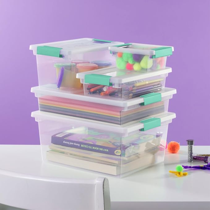 Sterilite Clip Box, Stackable Clear Plastic Bins- Large, 12-Pack | Storage Containers with Latching Lids for Writing, Arts or Crafts Supplies - Home, Office, Classroom & Workshop Organization - Image 7