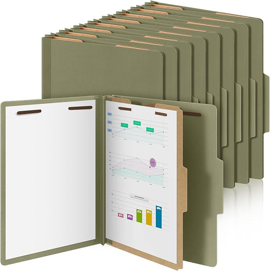 AmazingSpark 24 Pcs Classification Folder Letter Size Bulk 1 Divider Pressboard File Folder with Expansion 2 Prong Fastener Heavy Duty Office File Organizer for School Medical Document(Hunter Green) by Unknown