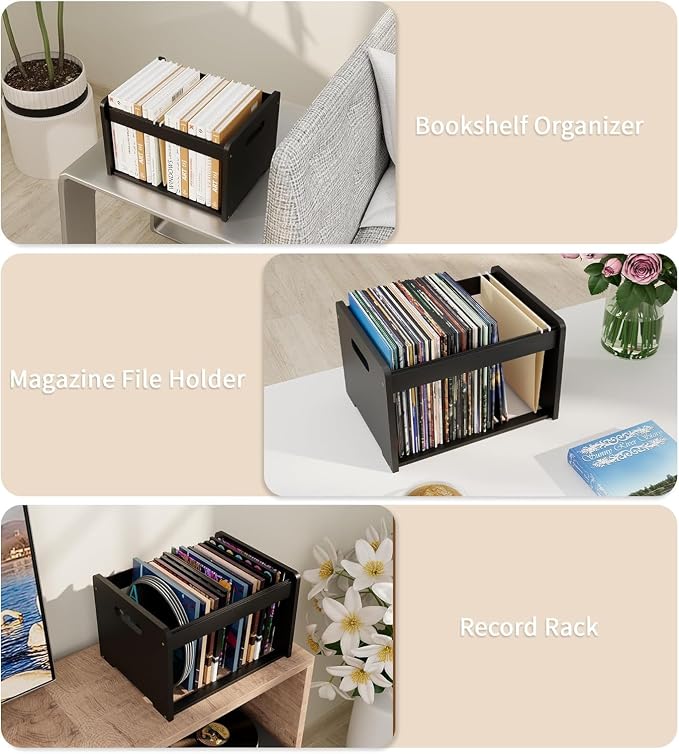 Bamboo Hanging File Organizer, Desktop File Box, Open Top, 2 Pack, Black | Open-Top Access, 4 Hanging Folders Included, Letter & Legal Files, Sliding Rails, Reinforced Handles, Easy Assembly - Image 5