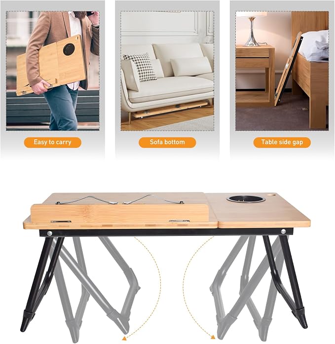 wishacc Book Stand for Reading in Bed, Laptop Stand Adjustable Book Holder Tray with Page Paper Clips Multi Angles Adjustable Cooking Bookstands for Textbook Recipe Magazine Tablet Portable - Image 9