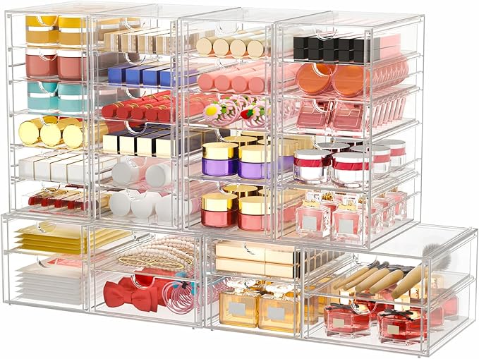 6-Pack 30-Drawer Acrylic Storage & Makeup Organizer for Desk | Smooth-glide drawers, clear body, dustproof, for office supplies, pens, stationery, jewelry, cosmetics, craft bits - Image 8