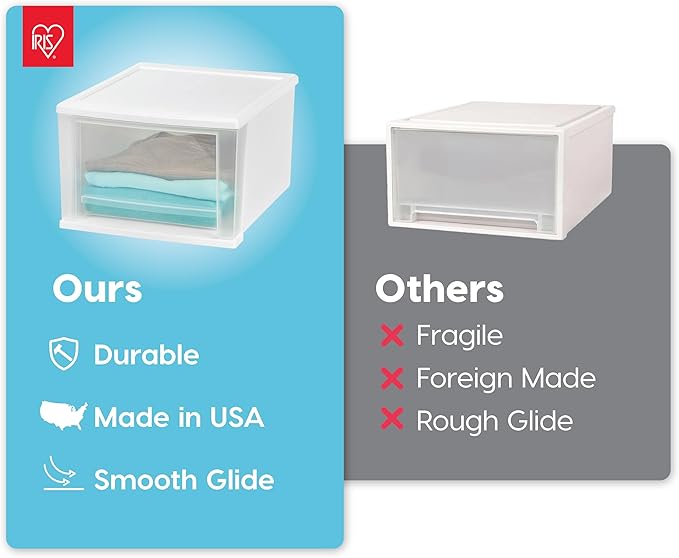 IRIS USA 4-Pack, 17 Qt. Medium Stacking Drawer Storage Organizer, White | Keep clothing, accessories, office supplies, and everyday essentials organized around your home with easy access storage - Image 5