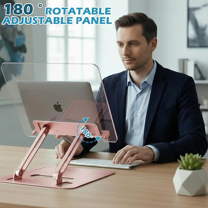 Acrylic Adjustable Book Stand, Reading Stand with Lift Design, High-Density Alloy Desktop Document Holder for Document Recipe, Cookbook, Music Book (Rose) - Image 3